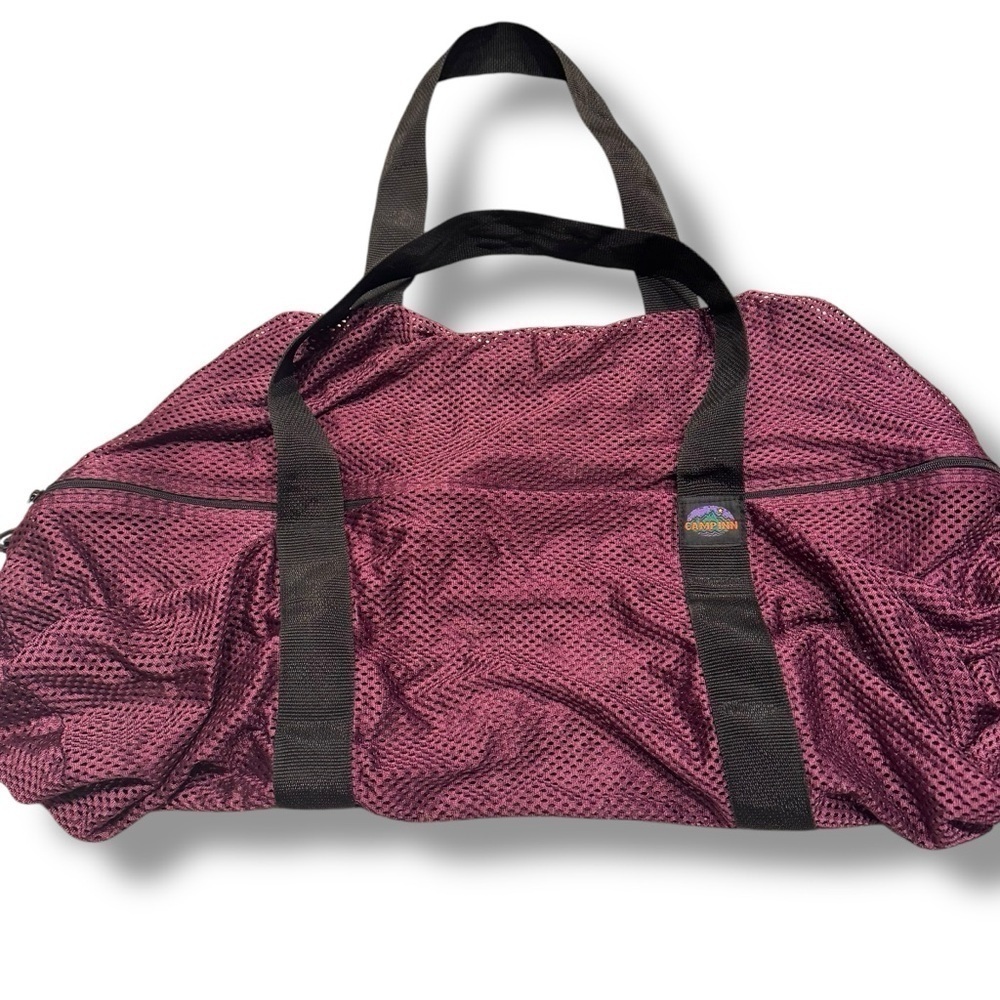 Large Nylon Mesh Duffle Bag gear sack packable camp inn top
Handles burgundy
